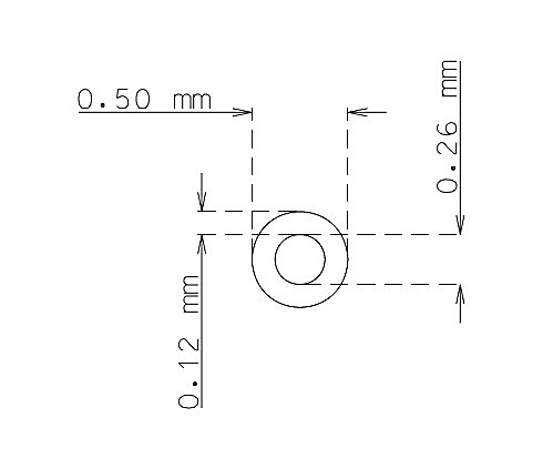 Stainless steel precision tube 0.5 mm x 0.12 mm Type AISI 304 Hard