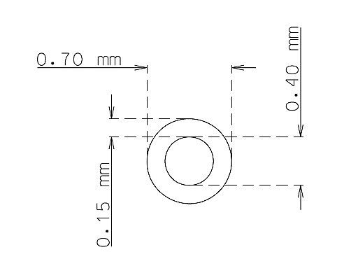 Stainless steel precision tube 0.7mm x 0.15mm Type AISI 304 Hard