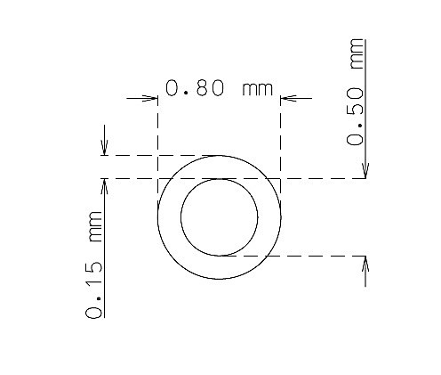 Stainless steel precision tubes 0.8mm x 0.15mm Type AISI 304 Hard