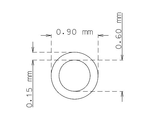 Stainless steel precision tubes 0.9mm x 0.15mm Type AISI 304 Hard