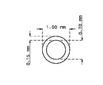 Stainless steel precision tube 1.0 mm x 0.15 mm Type AISI 304 Hard