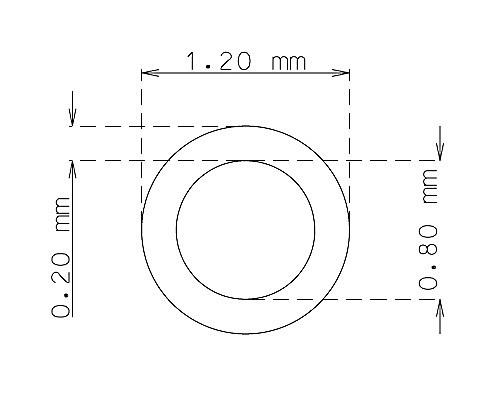 Stainless steel precision tubes 1.2mm x 0.20mm Type AISI 304 Hard