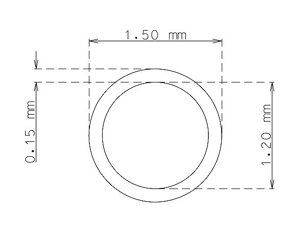 Stainless steel precision tube 1.5 mm x 0.15 mm Type AISI 304 Hard