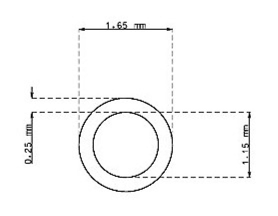 Stainless steel precision tubes 1.65mm x 0.25mm Type AISI 304 Hard