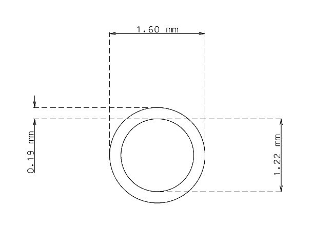 Stainless steel precision tubes 1.6 mm x 0.19 mm Type AISI 304 Hard