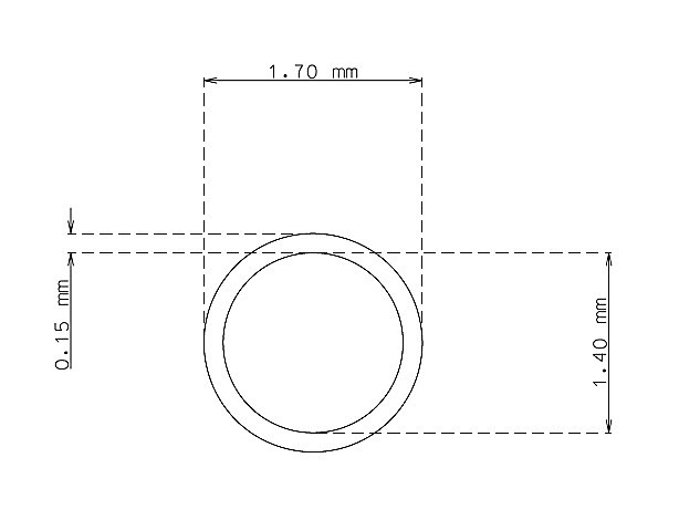 Stainless steel precision tube 1.7mm x 0.15mm Type AISI 304 Hard