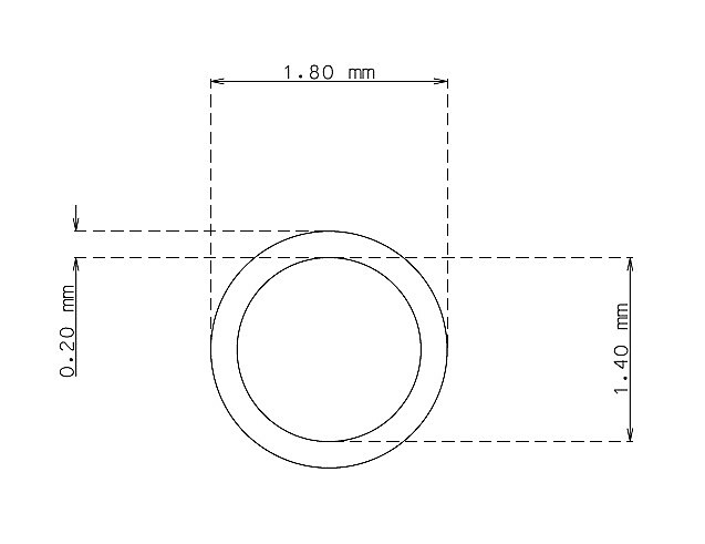 Stainless steel precision tubes 1.8mm x 0.20mm Type AISI 304 Hard