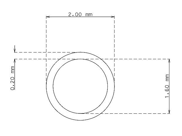 Stainless steel capillary tube 2.0mm x 0.20mm Type AISI 304 Hard