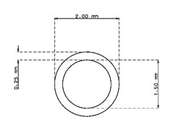 Stainless steel capillary tube 2.0mm x 0.25mm Type AISI 316 Hard