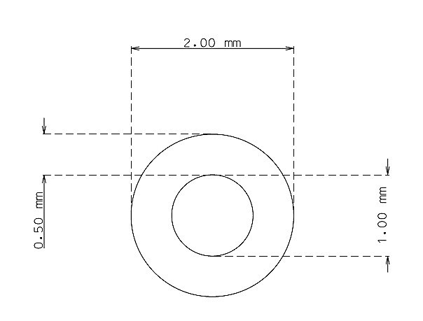 Stainless steel capillary tube 2.0mm x 0.50mm Type AISI 304 Hard