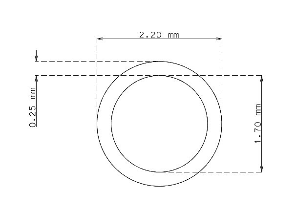 Stainless steel capillary tube 2.2mm x 0.25mm Type AISI 304 Hard