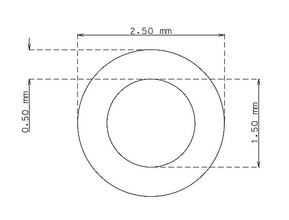 Stainless steel capillary tube 2.5mm x 0.50mm Type AISI 304 Hard