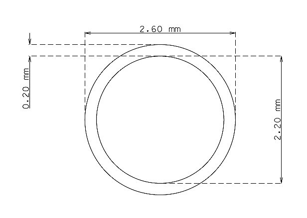 Stainless steel capillary tube 2.6mm x 0.20mm Type AISI 304 Hard