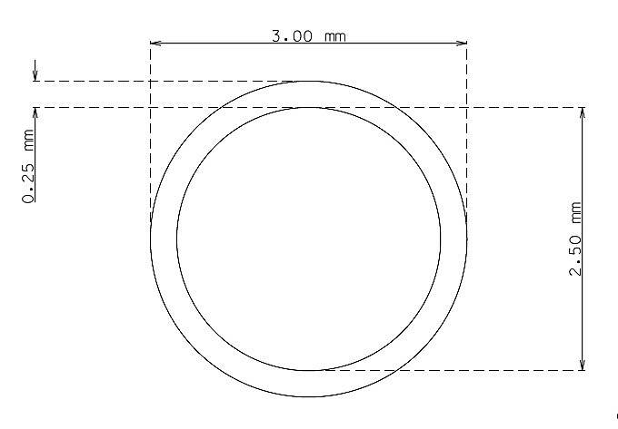 Stainless steel capillary tube 3.0mm x 0.25mm Type AISI 304 Hard