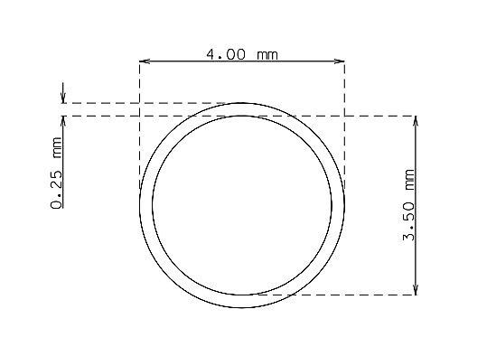 Stainless steel capillary tube 4.0mm x 0.25mm Type AISI 304 Hard