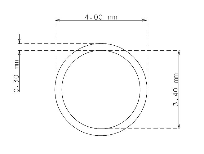 Stainless steel capillary tube 4.0mm x 0.30mm Type AISI 304 Annealed