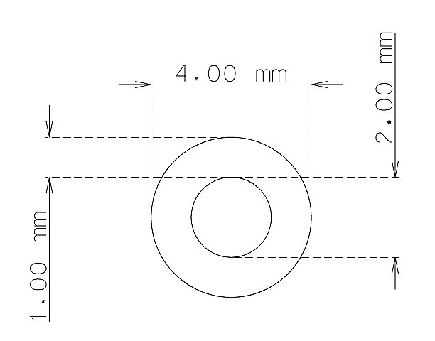 Stainless steel capillary tube 4.0 mm x 1.00 mm Type AISI 316 Hard