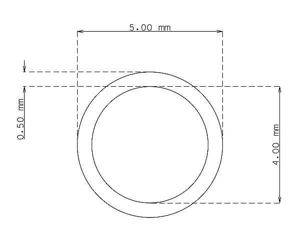 Stainless steel small tube 5.0mm x 0.50mm Type AISI 316 Hard