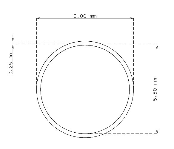 Stainless steel small tubes 6.0mm x 0.25mm Type AISI 304 Hard