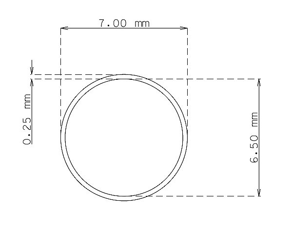 Stainless steel small tube 7.0mm x 0.25mm Type AISI 304 Hard