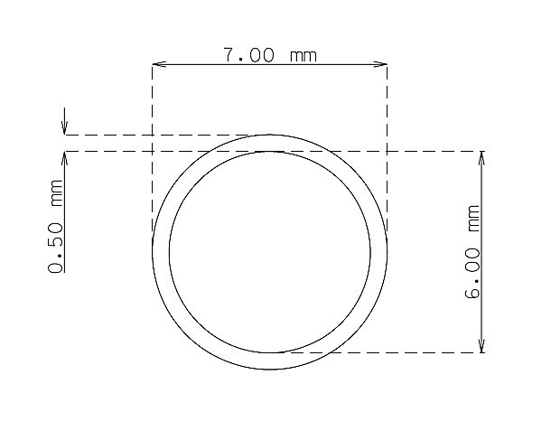 Stainless steel small tube 7.0mm x 0.50mm Type AISI 316 Hard