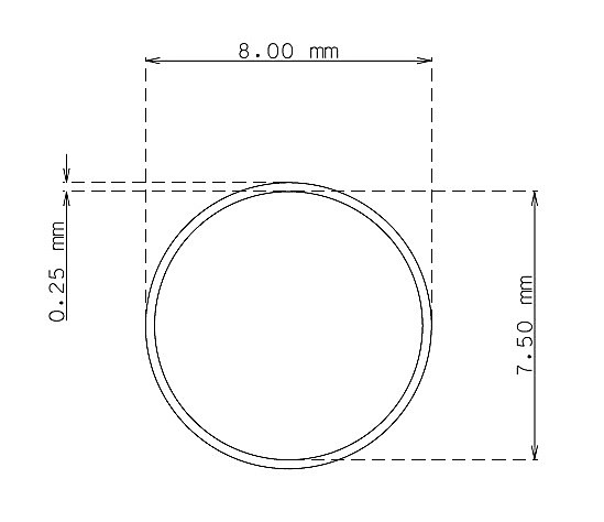 Stainless steel small tube 8.0mm x 0.25mm Type AISI 304 Hard